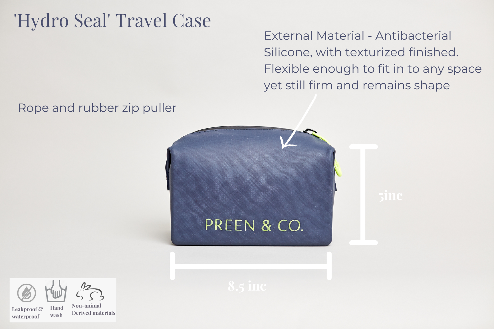 Hydro Seal Toiletry Case in Midnight Blue - PREEN & CO